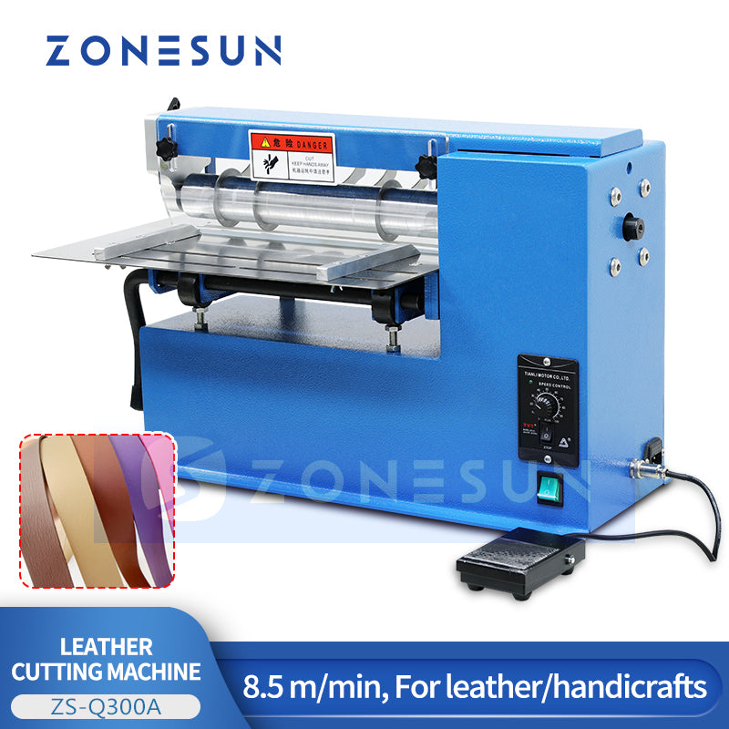 ZONESUN ZS-Q300A Leather Cutting Machine for for strap cutting, edge folding, laminating processing