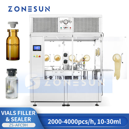 High Precision: ZONESUN ZS-AFC9H Automatic Vial Filling Stoppering Machine with Laminar Flow Hood