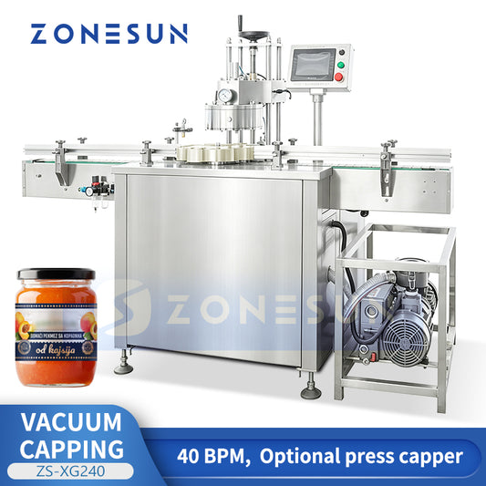 ZONESUN ZS-XG240 Automatic Vacuum Capping Machine for Jars and Glass Bottles