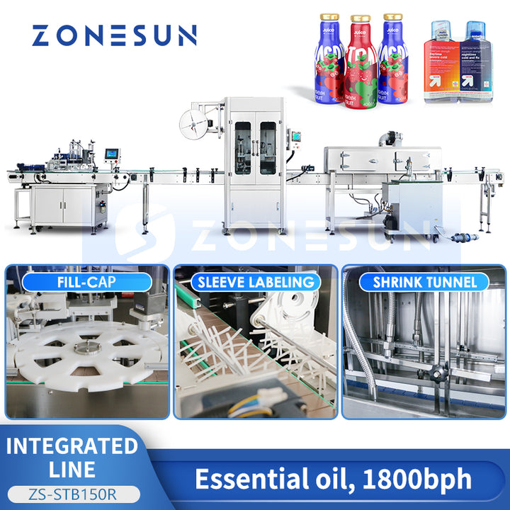 ZONESUN ZS-STB150R Automatic Bottle Filling Line Capping Shrink Sleeve Machine