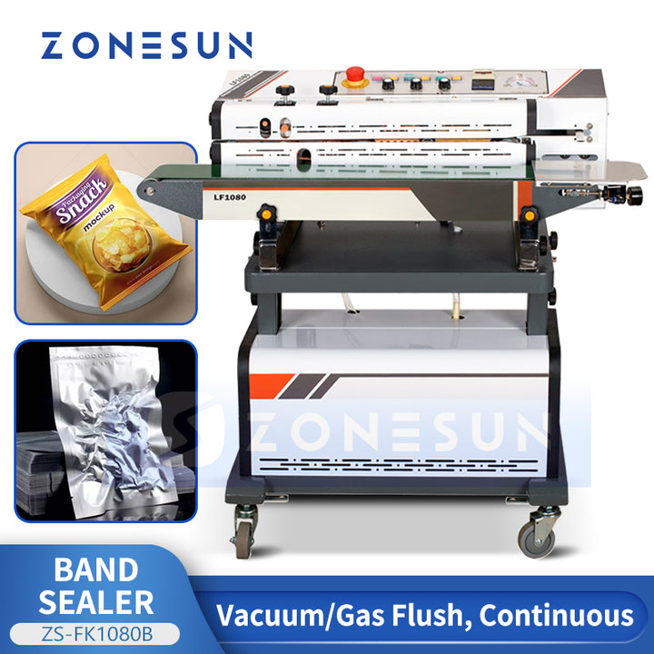 ZONESUN ZS-FK1080B Horizontal Vacuum Sealing Machine with Gas Flush for Aluminum Foil Bags