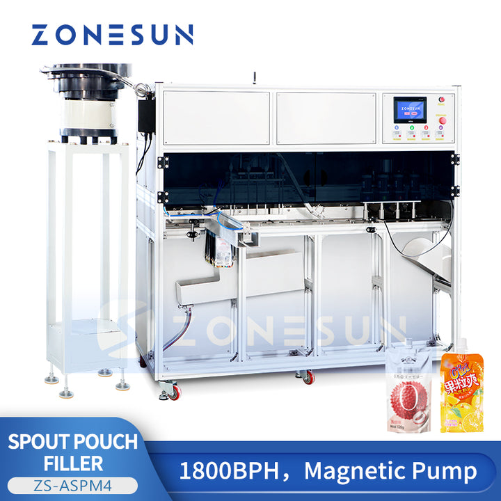 ZONESUN ZS-ASPM4 Automatic 4-Head Spout Pouch Filling Capping Machine