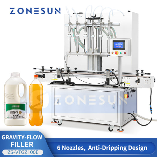 ZONESUN ZS-VTGZ100E Automatic Gravity Liquid Bottle Filling Machine with Diving Heads