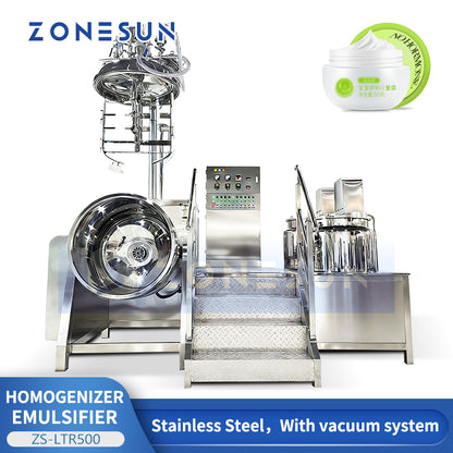 ZONESUN ZS-LTR500: Vacuum Homogenizer Emulsifying Mixer for Cosmetic Cream & Ointment Production