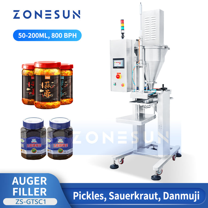 ZONESUN ZS-GTSC1 Semi-Automatic Auger Filler for Pickles, Sauerkraut, and Danmuji