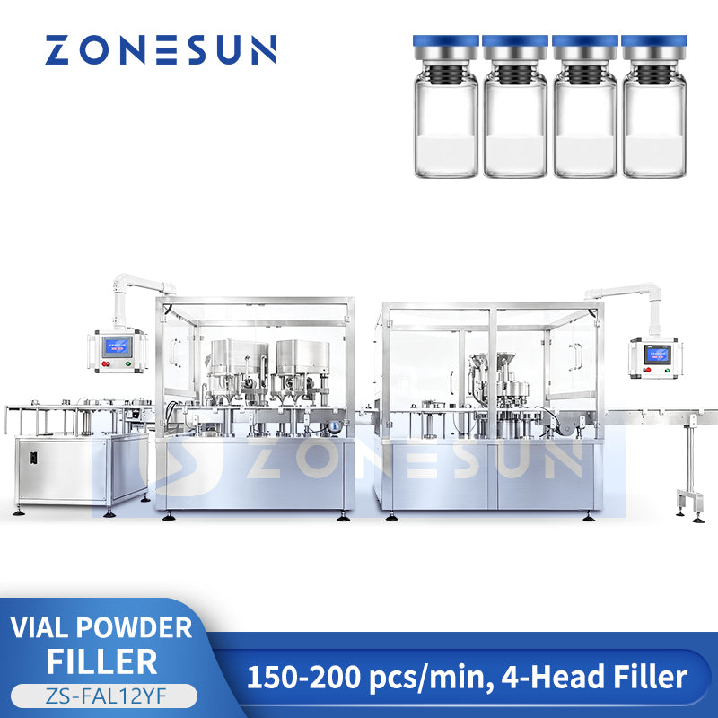 ZONESUN ZS-FAL12YF Automatic 4-Head Vial Powder Filling and 12-Head Capping Machine