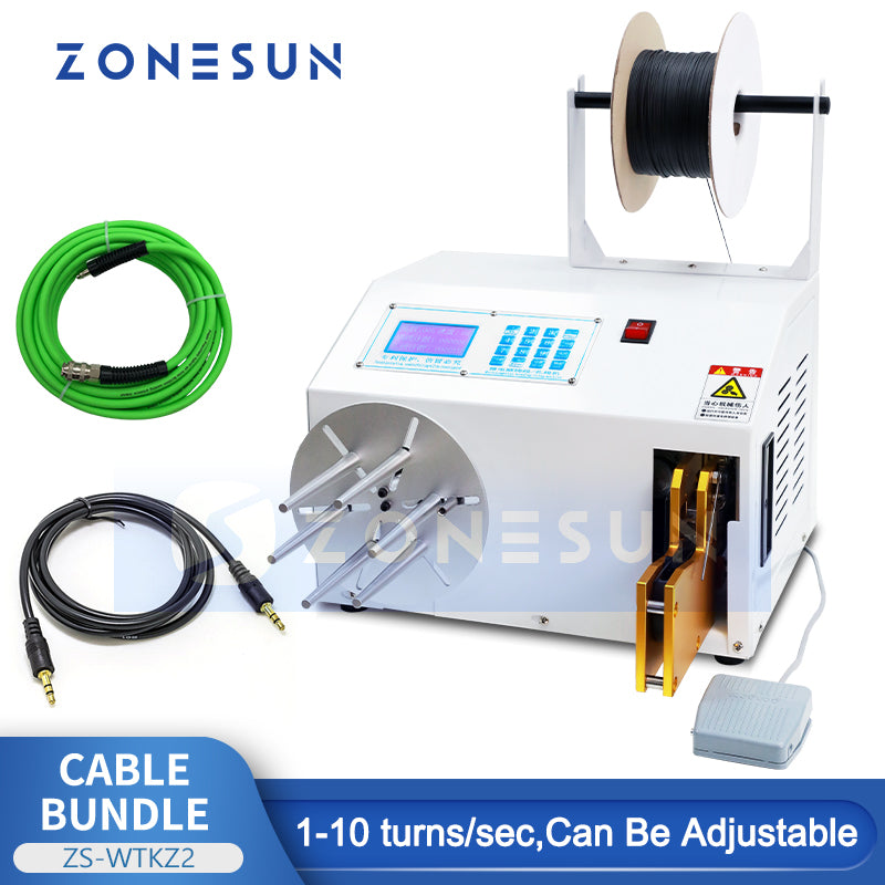 ZONESUN ZS-WTKZ2 is a fully automatic cable winding and binding machine for bundling of various wire