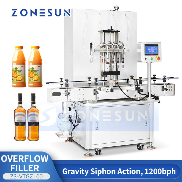 Zonesun ZS-VTGZ100 Automatic Gravity Liquid Level Overflow Filling Machine For Bubble Drinks