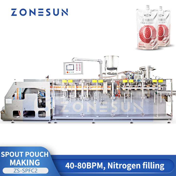 ZONESUN ZS-SPFC2 Automatic Spout Pouch Forming Filling and Sealing Machine for Liquid & Semi-Liquid Packaging
