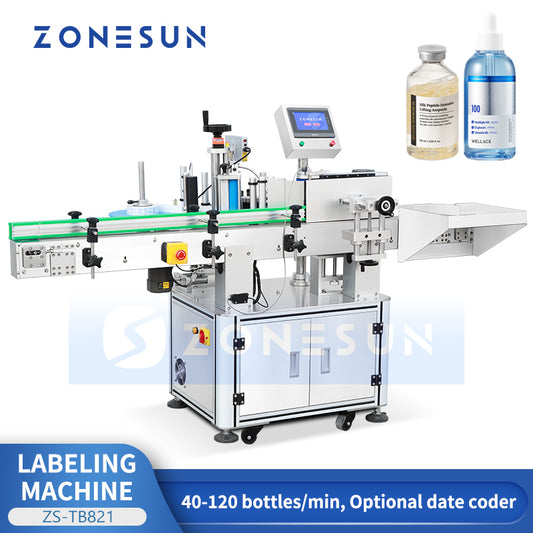 ZONESUN ZS-TB821 Automatic Round Bottle Jar Single Side Self Adhesive Sticker Labeling Machine