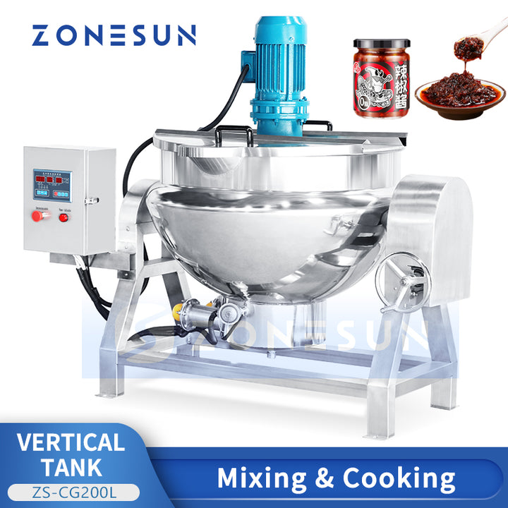 ZONESUN ZS-CG200L Industrial Cooker with Mixer and Heater for Gummy Candy and Jam