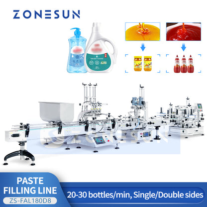 ZONESUN ZS-FAL180D8 Desktop Bottle Filling Capping Labeling Machine For Paste