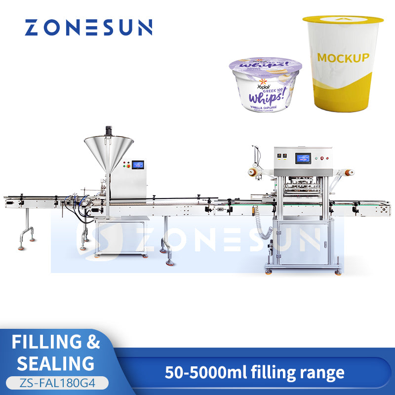 ZONESUN ZS-FAL180G4 Rotor Pump Weighing Filling and Sealing Machine for Cup Puree & Thick Pastes