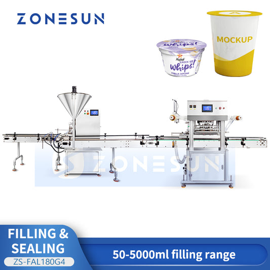 ZONESUN ZS-FAL180G4 Rotor Pump Weighing Filling and Sealing Machine for Cup Puree & Thick Pastes