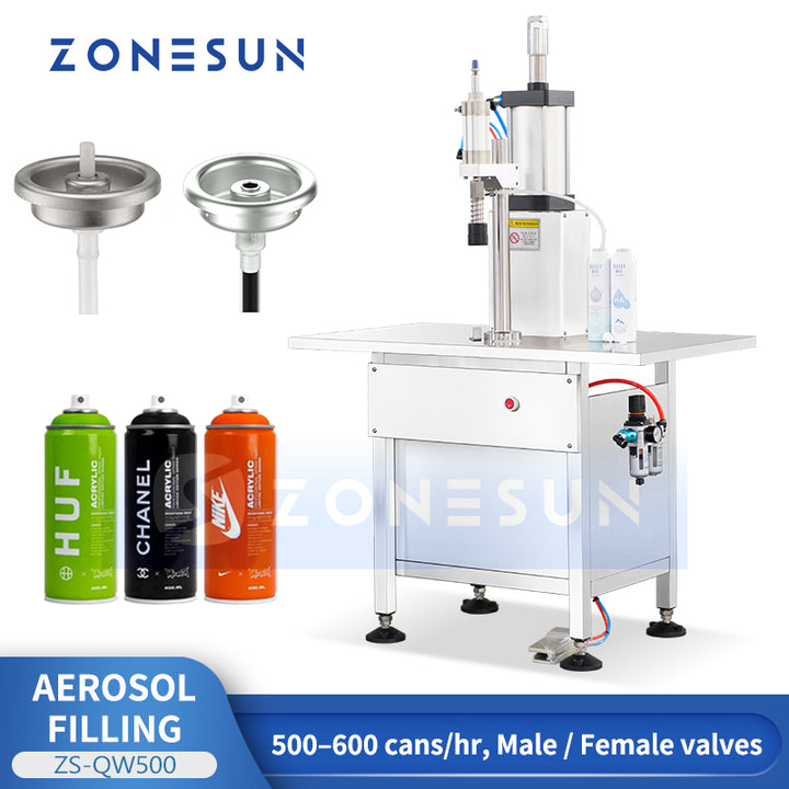 ZONESUN ZS-QW500 Semi-Automatic Aerosol & Bag on Valve Filling Machine