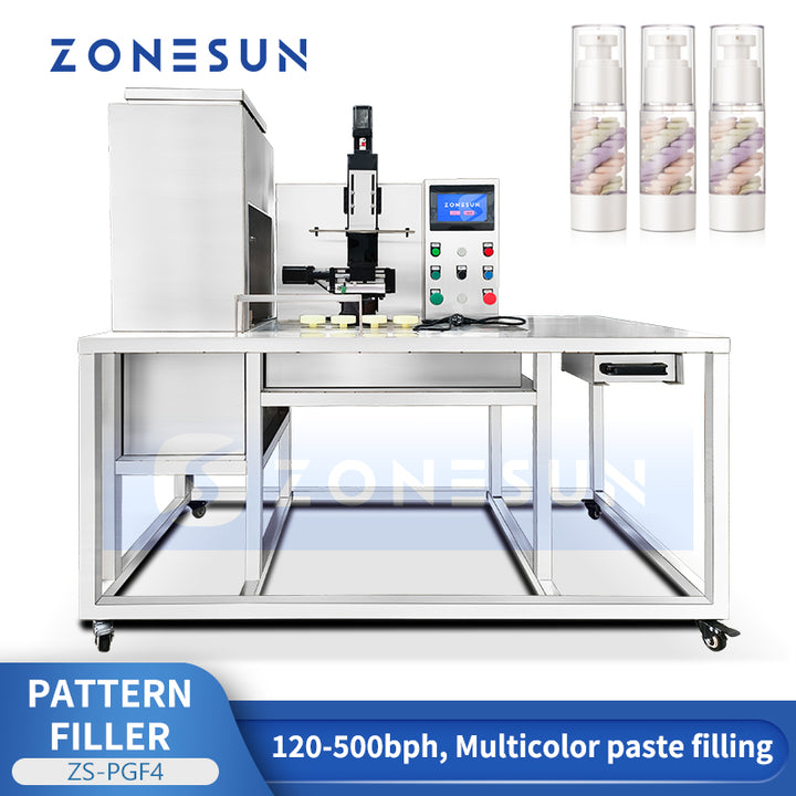 ZONESUN ZS-PGF4 Multicolor Swirl Paste Filling Machine for BB CC Cream Cushion Foundation Cosmetic Makeup Production Equipment