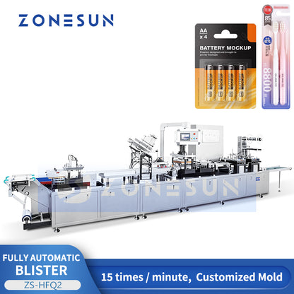 Full Auto: ZONESUN ZS-HFQ2 Linear Blister Packaging Machine for Alu-PVC, Carded Paper & Liquid Trays