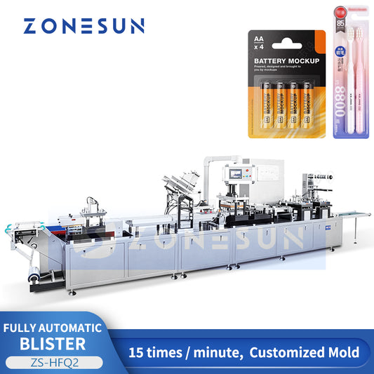 Full Auto: ZONESUN ZS-HFQ2 Linear Blister Packaging Machine for Alu-PVC, Carded Paper & Liquid Trays
