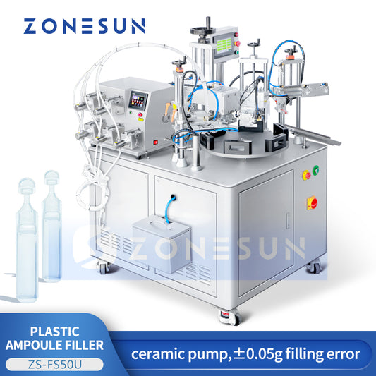 ZONESUN ZS-FS50U 4 Heads Ceramic Pump Sofu Tube Liquid Filling Sealing Machine