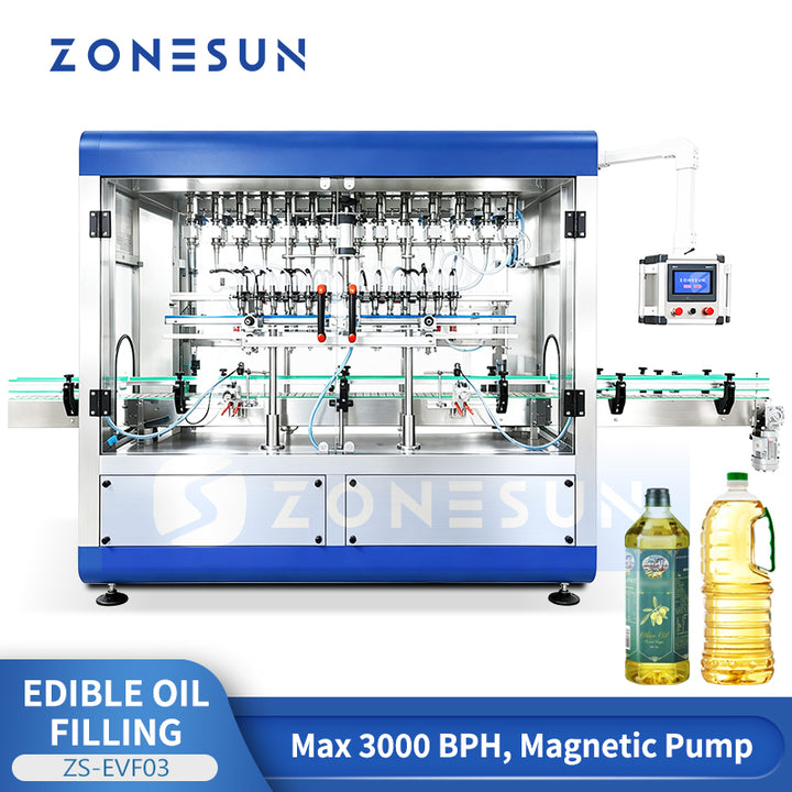 ZONESUN ZS-EVF03 Automatic 14 Head Servo Magnetic Pump Edible Cooking Oil Filling Machine