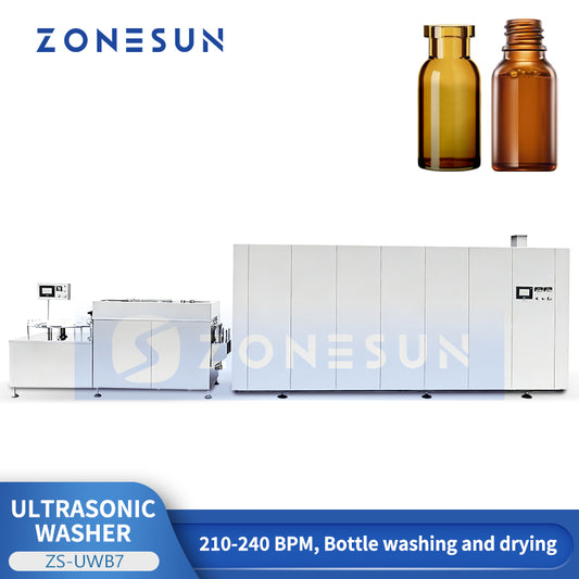 ZONESUN ZS-UWB7: High-Speed Automatic Ultrasonic Bottle Washing & Drying Machine for Pharma