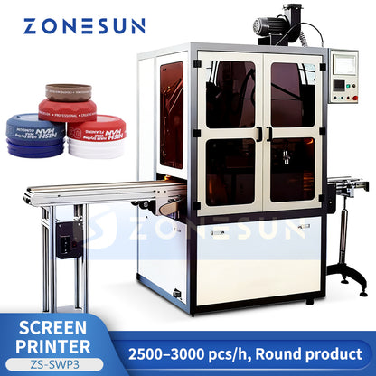 ZONESUN ZS-SWP3 Automatic Screen Printing Machine with UV Curing for Bottles, Tubes & Caps