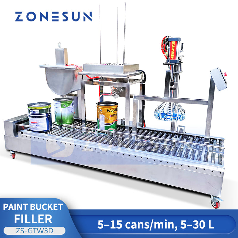 ZONESUN ZS-GTW3D Automatic Filling and Capping Machine for Paint Buckets and Liquid Containers