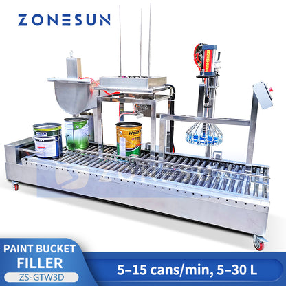 ZONESUN ZS-GTW3D Automatic Filling and Capping Machine for Paint Buckets and Liquid Containers