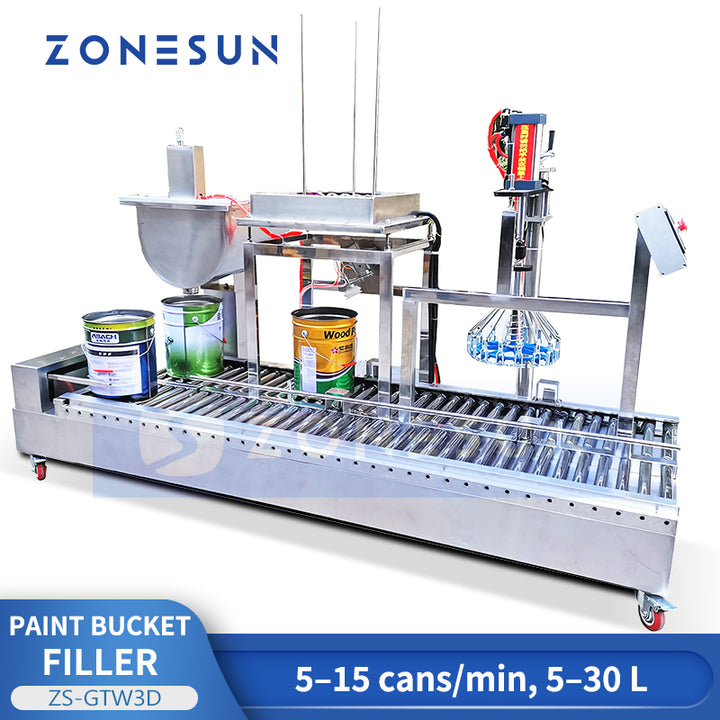 ZONESUN ZS-GTW3D Automatic Paint Bucket Filling and Capping Machine