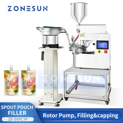 ZONESUN ZS-SVFC1P Desktop Rotary Lobe Pump Filling and Capping Machine for Viscous Products like Jam Ketchup and Tomato Paste