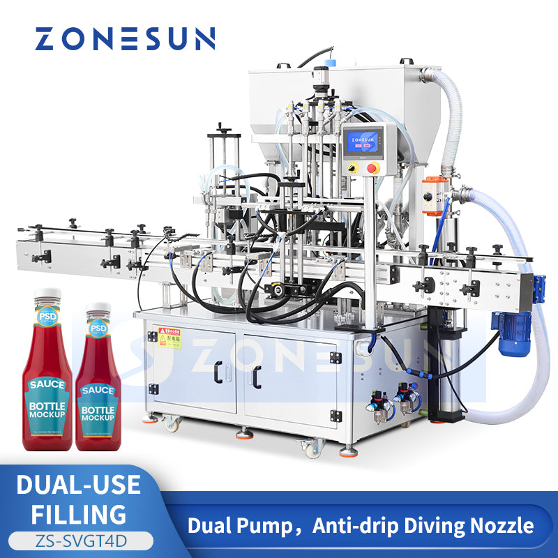 ZONESUN ZS-SVGT4D Automatic Servo Peristaltic & Piston Pump Liquid Cream Filling Machine