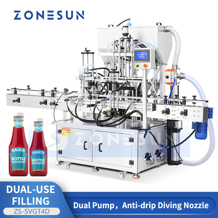 ZONESUN ZS-SVGT4D Automatic Servo Dual-Use Liquid and High-Viscosity Filling Machine