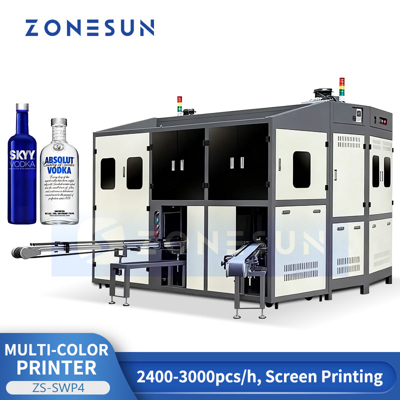 ZONESUN ZS-SWP4 Automatic Multicolor Screen Printing & Hot Stamping Machine for Bottles, Jars & Cups