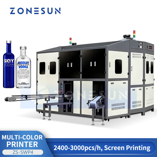 ZONESUN ZS-SWP4 Automatic Multicolor Screen Printing & Hot Stamping Machine for Bottles, Jars & Cups