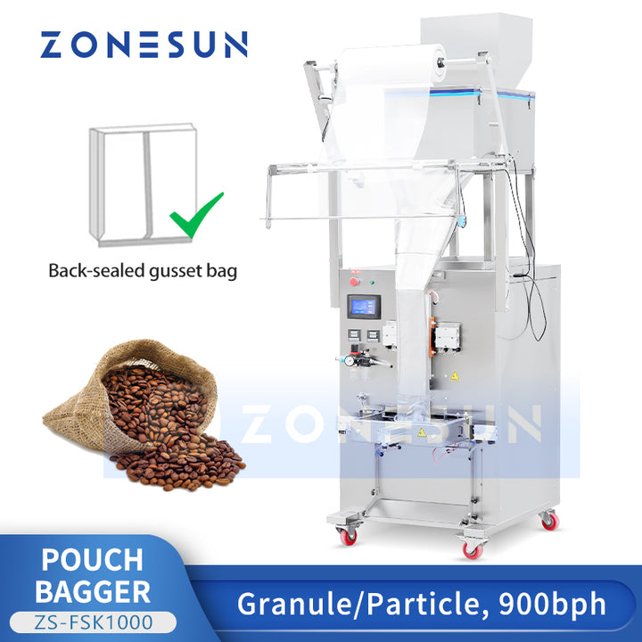 ZONESUN ZS-FSK1000 Automatic Vertical Form Fill Seal Machine Pouch Filling Machine VFFS Packaging