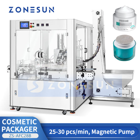 ZONESUN ZS-AFC28B Automatic Cosmetic Cream, Serum & Lotion Filling, Foil Sealing and Capping Machine