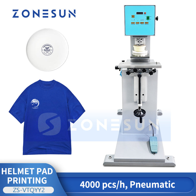 ZONESUN ZS-VTQYY2: Semi-Automatic Single-Color Helmet Pad Curved Surface Logo Printing Machine