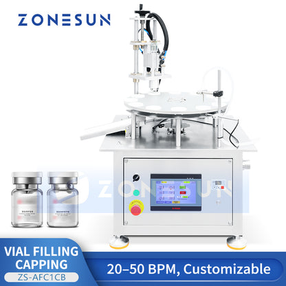 ZONESUN ZS-AFC1CB: Automatic Desktop Vial Filling & Capping Machine for Cosmetic & Pharma Use