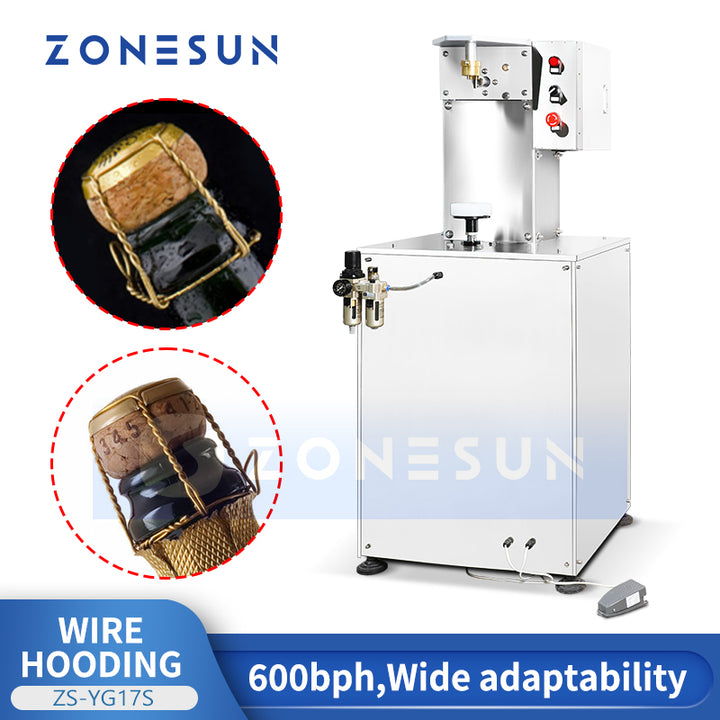 ZONESUN ZS-YG17S Semi-automatic Champagne Sparkling Wine Cap Wire Hooding Machine