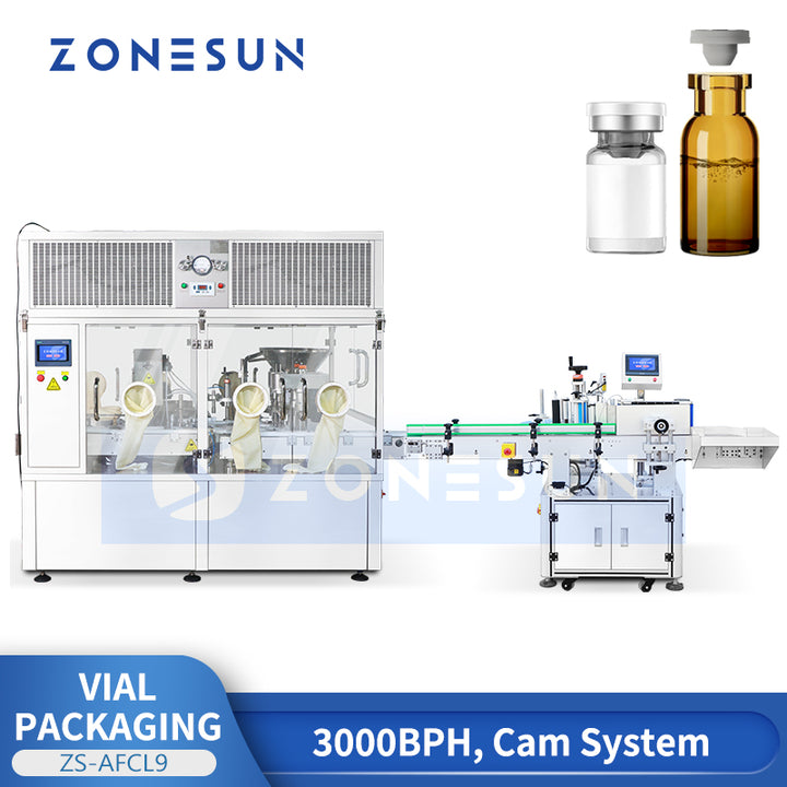 ZONESUN ZS-AFCL9 Automatic Vial Filling Capping and Labeling Line with Laminar Flow Hood
