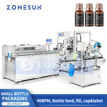 ZONESUN ZS-FALU7 Automatic Small Bottle Filling Capping Labeling Machine for Liquids