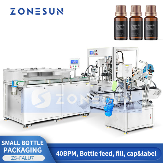ZONESUN ZS-FALU7 Automatic Small Bottle Filling Capping Labeling Machine for Liquids