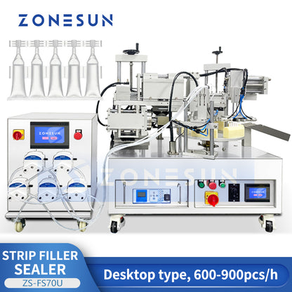 ZONESUN ZS-FS70U 5-Head Peristaltic Pump Machine for Plastic Ampoule Monodose Filling & Sealing