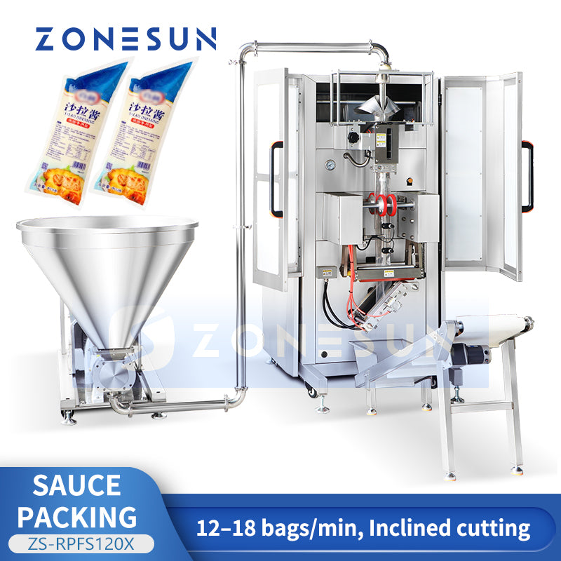 ZONESUN ZS-RPFS120X Automatic Packing Machine for Honey, Cream, Jam, and Salad Dressing