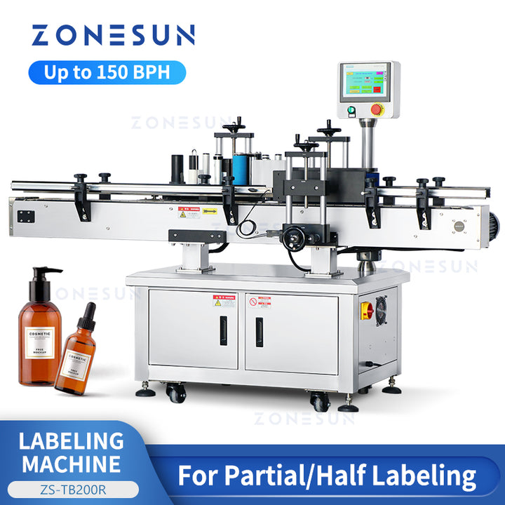 ZONESUN ZS-TB200R Automatic Round Bottle Partial and Half Labeling Machine
