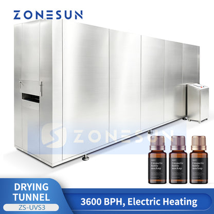 ZONESUN ZS-UVS3 4.5M Hot Air Circulation Bottle Drying Tunnel Oven