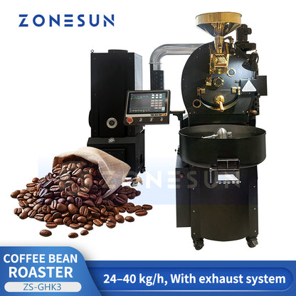 ZONESUN ZS-GHK3 Automatic 3–6.5kg Coffee Bean Roaster for Cafés and Specialty Coffee Production