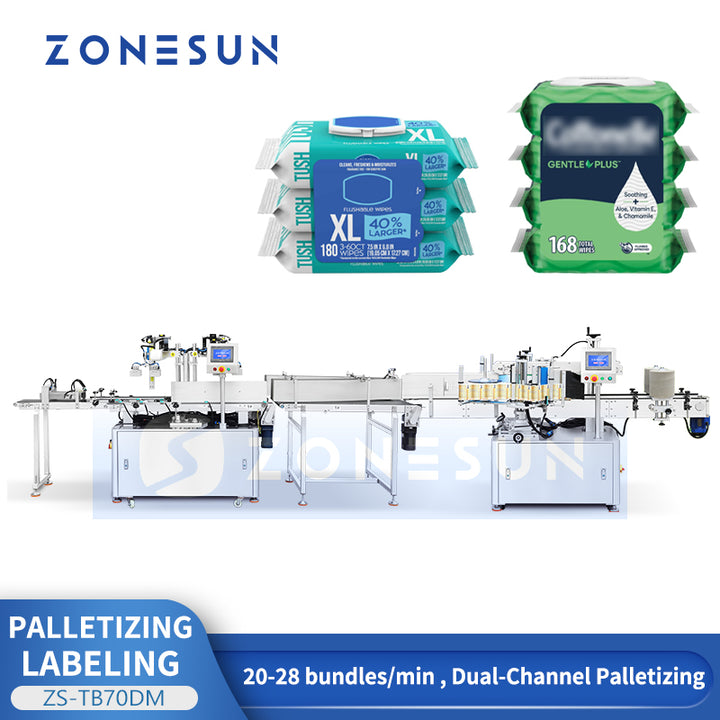 ZONESUN ZS-TB70DM Dual-Lane Automatic Palletizing Bundling and Labeling Machine