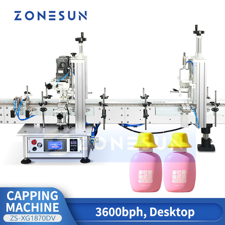 ZONESUN ZS-XG1870DV Tabletop Bottle Capper Cap Capping Outer Cover Pressing Machine