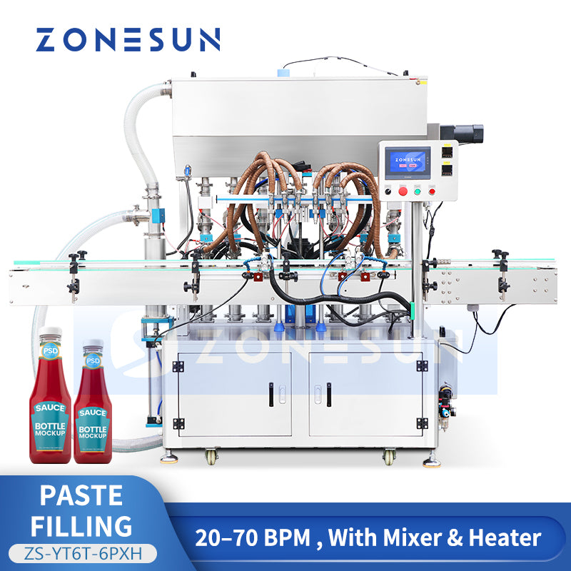 ZONESUN ZS-YT6T-6PXH Servo Piston Filling Machine for Jam Sauce Cream and Viscous Food Products